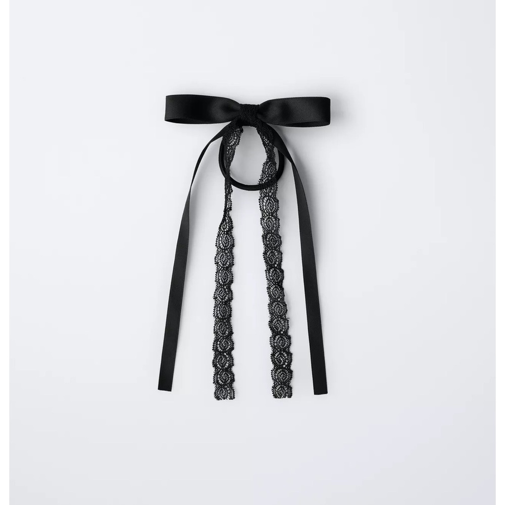 ZARA LACE AND PLAIN BOW BOBBY PIN HAIR TIE